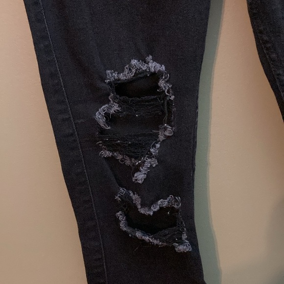Hollis yet black high rise super skinny ripped knees jeans with soft stretch. - Picture 2 of 8
